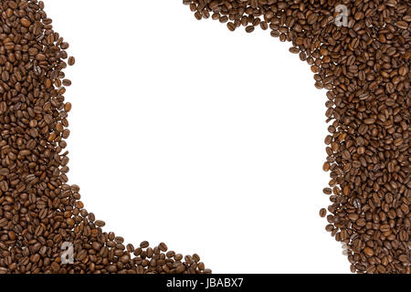 Rahmen aus gerösteten Kaffeebohnen Links und Rechts Foto Stock