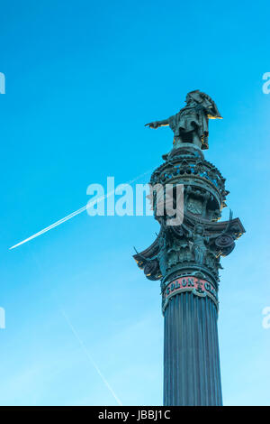 Christopher Columbus statua su Barcellona, Spagna Foto Stock