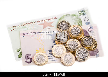 British e valuta turca Foto Stock