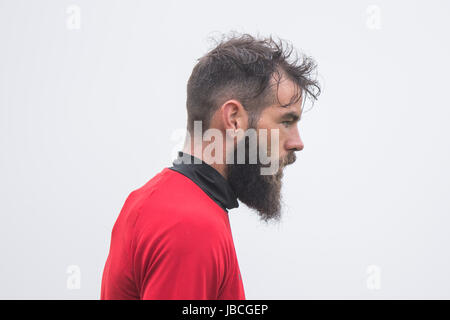 Hensol, Wales, Regno Unito. Decimo Giugno, 2017. Joe Ledley durante il Galles squadra nazionale di allenamento in vista di lato la Coppa del Mondo FIFA 2018 match di qualificazione contro la Serbia. Foto di credito: Mark Hawkins/Alamy Live News Foto Stock