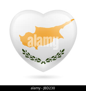 Cuore con bandiera cipriota colori. Io amo Cipro Foto Stock