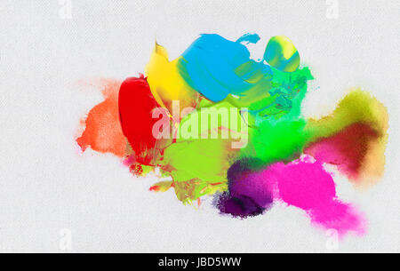 Öl- und acrylfarbschichten auf leinwandstruktur Foto Stock