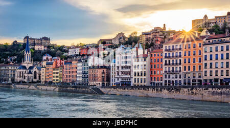 Bel tramonto a Lione, Francia Foto Stock