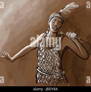 Afro American jazz cantante - illustrazione vettoriale Illustrazione Vettoriale