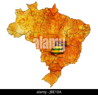 Stato di Goias sulla mappa admistration del brasile con bandiere Foto Stock