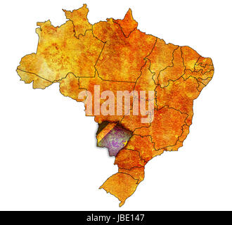 Mato Grosso do Sul su admistration mappa del brasile con bandiere Foto Stock