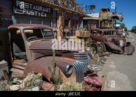 Repubblica di RusticA, alloggio e cafe, Calvinia, Northern Cape, Sud Africa, Febbraio 2017 Foto Stock