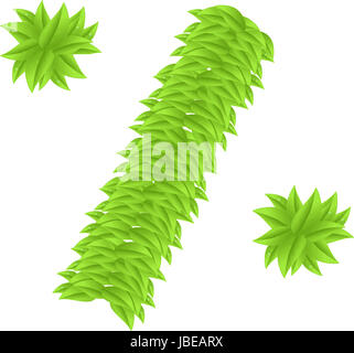 Simbolo di percento fatto di foglie per sconti isolato su uno sfondo bianco Foto Stock