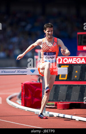 Luca GUNN a competere in Uomini 3000m Siepi al 2016 Diamond League, Alexander Stadium, Birmingham, Regno Unito, 6 giugno 2016. Foto Stock