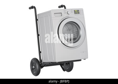 Carrello con lavatrice, rendering 3D isolato su sfondo bianco Foto stock -  Alamy