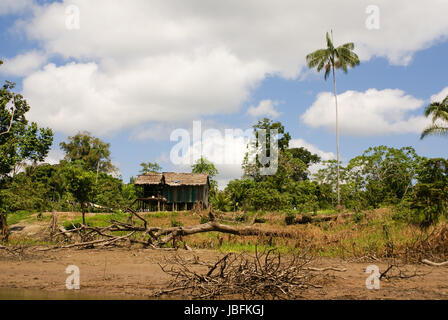 Il Perù, Amazzonia peruviana paesaggio. La foto presente tipica tribù indiane insediamento in Amazzonia Foto Stock