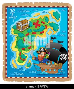 Pirate tema mappa immagine 1 - foto illustrazione. Foto Stock