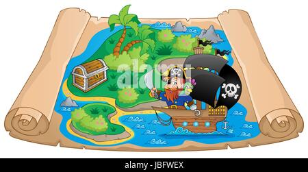 Pirate tema mappa immagine 2 - foto illustrazione. Foto Stock