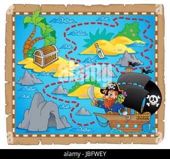 Pirate tema mappa immagine 3 - foto illustrazione. Foto Stock