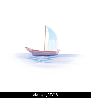 Barca a vela. barca in mare. vacanze estate sfondo. viaggio marino segno Illustrazione Vettoriale