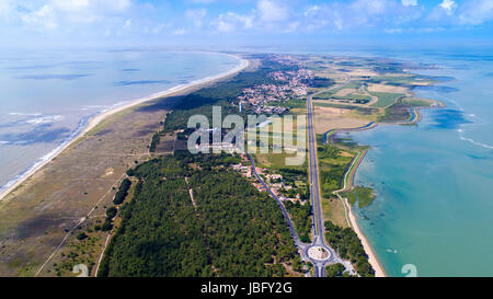 Panorama dell'antenna del sud isola di Noirmoutier in Vandea, Francia Foto Stock