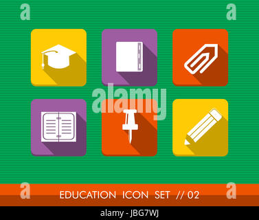 Set di design piatto le icone per l'istruzione e il ritorno a scuola concetto. File vettoriale stratificata per operazioni di editing semplici. Foto Stock