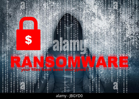 Ransomware,Cyber security concetto,3d illustrazione Foto Stock