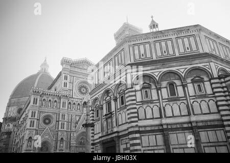 Firenze Duomo e Battistero - bianco e nero Foto Stock