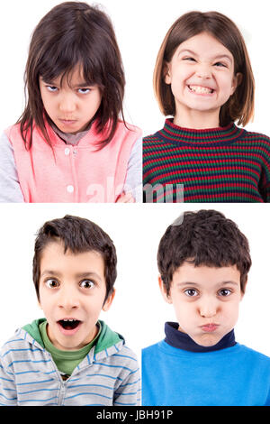 Molti bambini facendo facce buffe Foto Stock