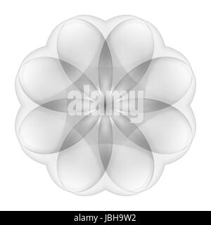 Illustrazione di astratto fiore trasparente su bianco Foto Stock