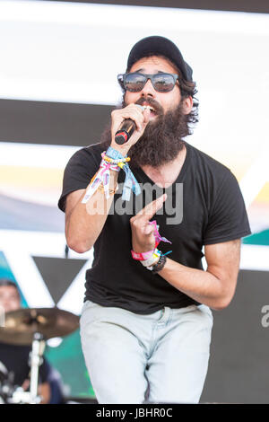 Manchester, Tennessee, Stati Uniti d'America. Decimo Giugno, 2017. SAM MELO di Rainbow gattino sorpresa durante Bonnaroo Music Festival di Arte e al grande parco dello Stadio di Manchester, Tennessee Credito: Daniel DeSlover/ZUMA filo/Alamy Live News Foto Stock