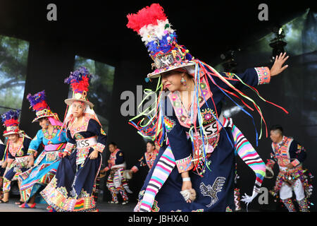 Sao Paulo, Brasile. 11 Giugno, 2017. Le presentazioni tipiche durante il XXII Festival di immigrati presso il Museo di immigrazione in São Paulo questa Domenica, 11. (Foto: PAULO GUERETA/BRASILE PHOTO PRESS) Credito: Brasile Photo Press/Alamy Live News Foto Stock