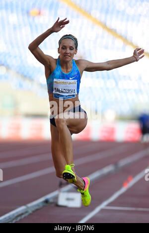 Olha Saladukha (UKR) compete nel salto triplo al Diamond League incontro presso lo Stadio Olimpico Roma 8 Giugno 2017 Foto Stock