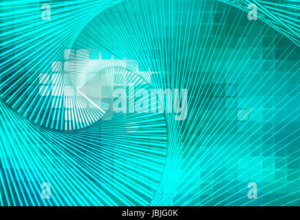 Verde Turchese spirale incandescente sfondo astratto Foto Stock