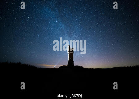 La pittura di luce il monumento di Airlie, vicino a Kirriemuir nell est della Scozia Foto Stock