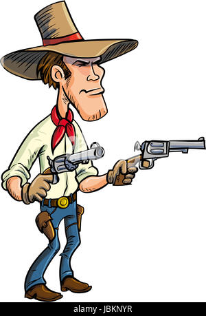 Cartoon cowboy pistole di disegno. Isolato su bianco Foto Stock