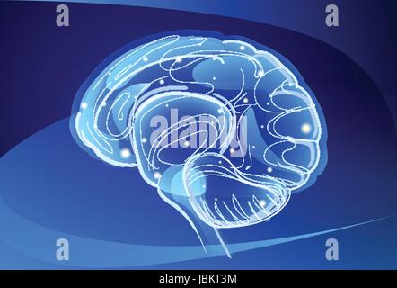 Neuroni del cervello attività, medicina pensiero concetto di intelligenza Banner con spazio di copia Illustrazione Vettoriale