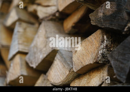 Legna da ardere naturale stack sfondo rustico closeup Foto Stock