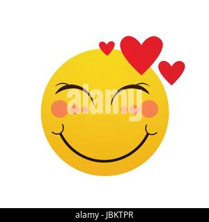 Giallo sorridente faccia Cartoon timido persone positive icona emozione Illustrazione Vettoriale