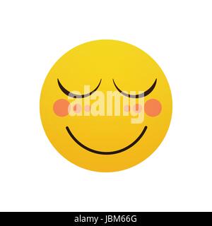 Giallo sorridente faccia Cartoon timido persone positive icona emozione Illustrazione Vettoriale