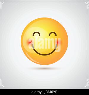 Giallo sorridente faccia Cartoon timido persone positive icona emozione Illustrazione Vettoriale