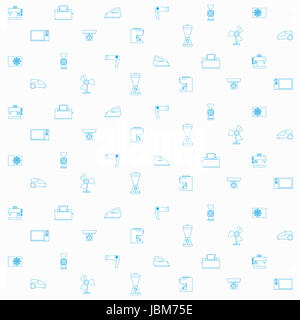 Modello con contorno blu delle icone per elettrodomestici su sfondo bianco. Foto Stock