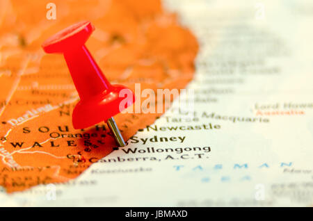 La città di Sydney il pin sulla mappa Foto Stock