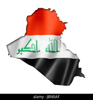 Iraq bandiera mappa tridimensionale, rendering isolato su bianco Foto Stock