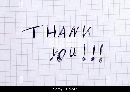 Scritta a mano grazie a un collegio di blocco Foto Stock