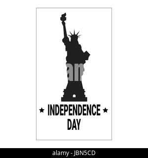 Silhouette statua Liberty Independence Day holiday 4 luglio Banner Illustrazione Vettoriale