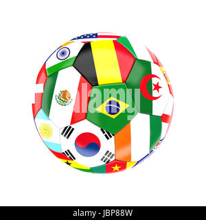 Paese diverso soccer ball immagine 3D su bianco Foto Stock