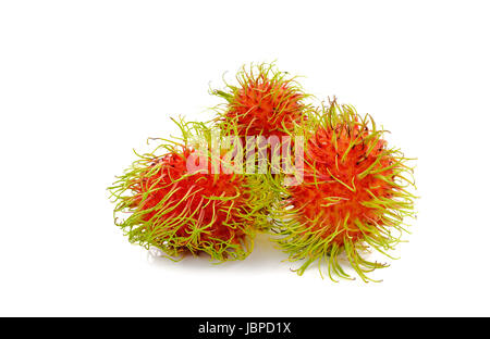 Rambutan isolato su sfondo bianco, frutta tropicale Foto Stock