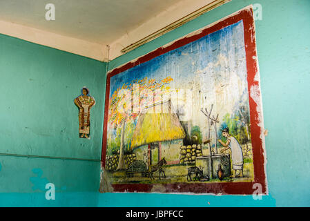 Murale maya nel mercato centrale in Acanceh, stato dello Yucatan, Messico Foto Stock