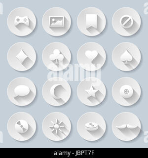 Set di gioco e sito Web icone interfaccia in stile della carta Foto Stock