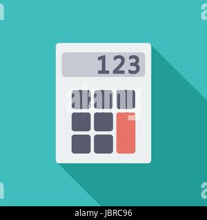 Icona calcolatrice. Vettore di piana relativa icona con lunga ombra per il web e applicazioni per dispositivi mobili. Esso può essere utilizzato come - il logo, il pittogramma, icona, una infografica ele Illustrazione Vettoriale