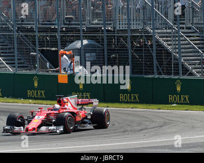 MONTREAL, QC - 06/06/2017: Sebastian Vettel per la Ferrari in pista durante il canadese di Formula One Grand Prix sul circuito Gilles Villeneuve di Montreal, Canada. (Foto di Richard Prudhomme) Foto Stock