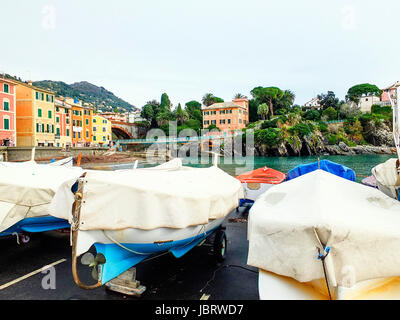 A Genova Nervi un bellissimo villaggio in Italia vicino a Genova. Foto Stock