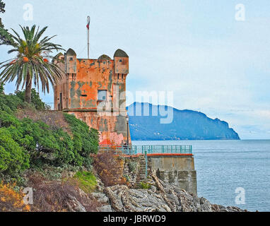 A Genova Nervi un bellissimo villaggio in Italia vicino a Genova. Foto Stock