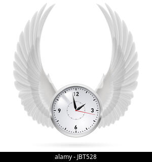 Orologio bianco con verticali ali bianche. Swing. Foto Stock